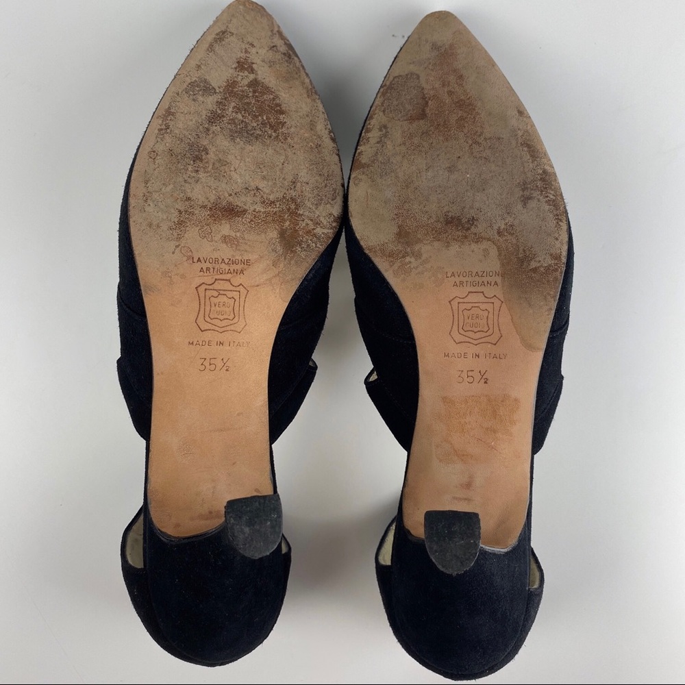 Manolo Blahnik Black Suede Ankle Strap Pumps - Picture 10 of 10